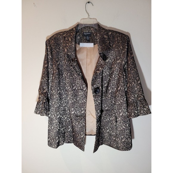 Maggie Barnes women's laced black and tan blazer Size 22/24 - Picture 3 of 5